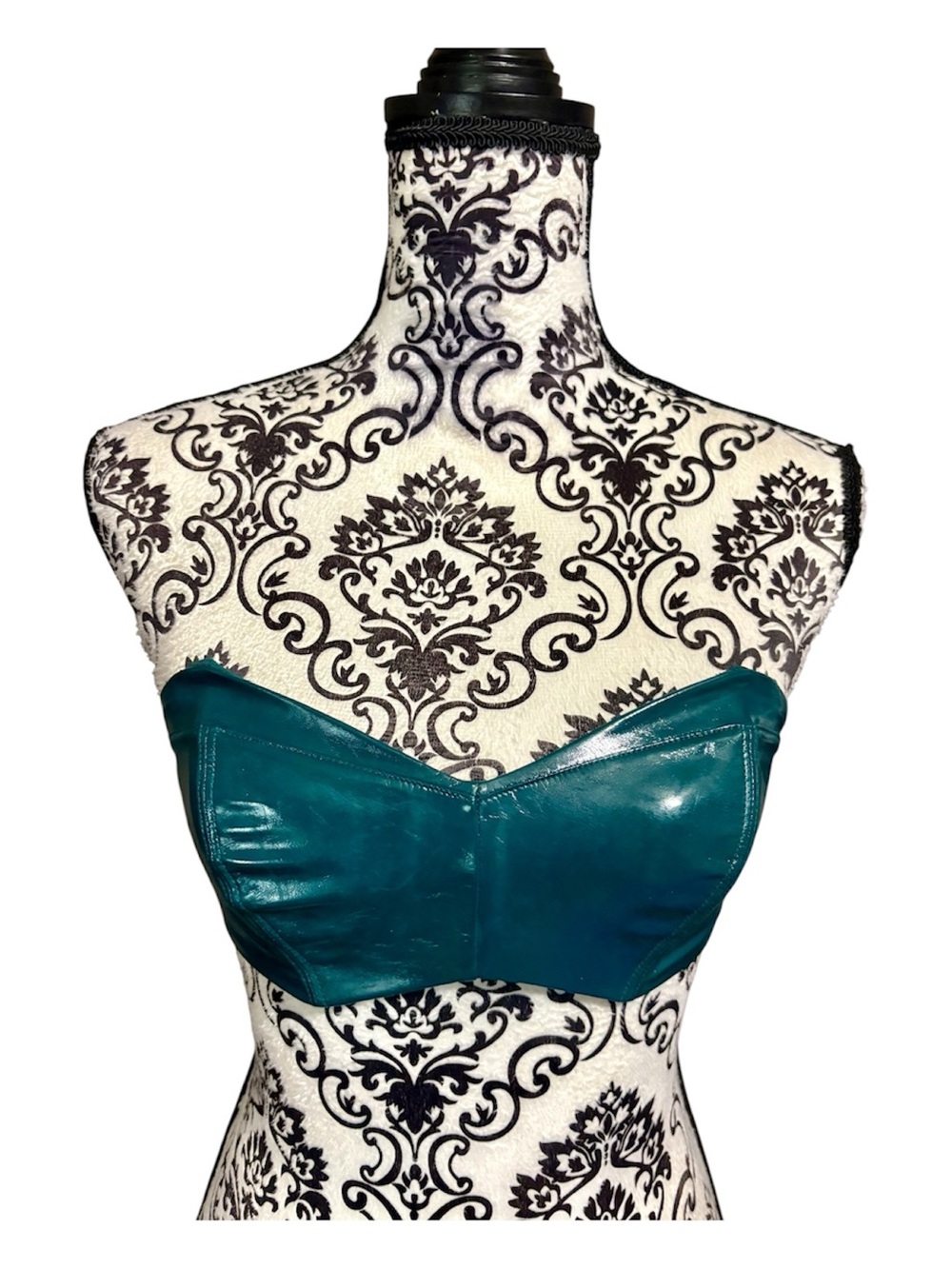 SAVAGE X FENTY Dark Green Faux Leather Bandeau Top